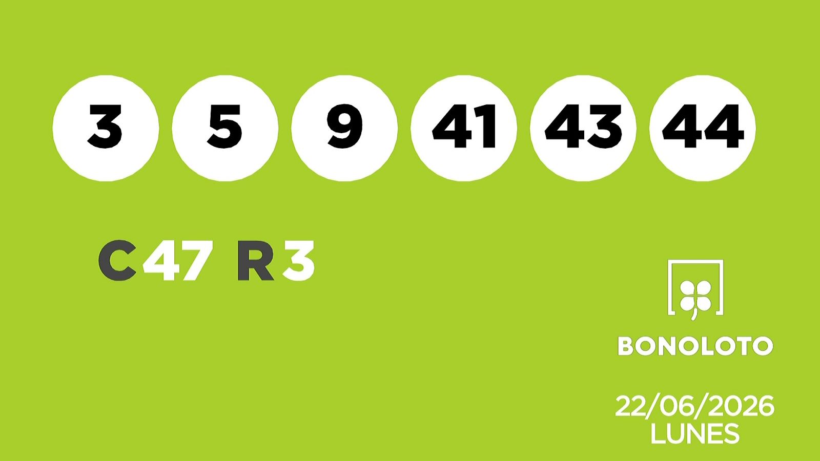 Sorteo de la Lotería Bonoloto del 22/06/2026 - Ver ahora