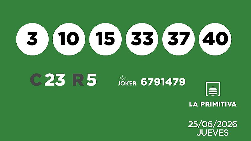 Sorteo de la Lotería Primitiva y Joker del 25/06/2026 - Ver ahora