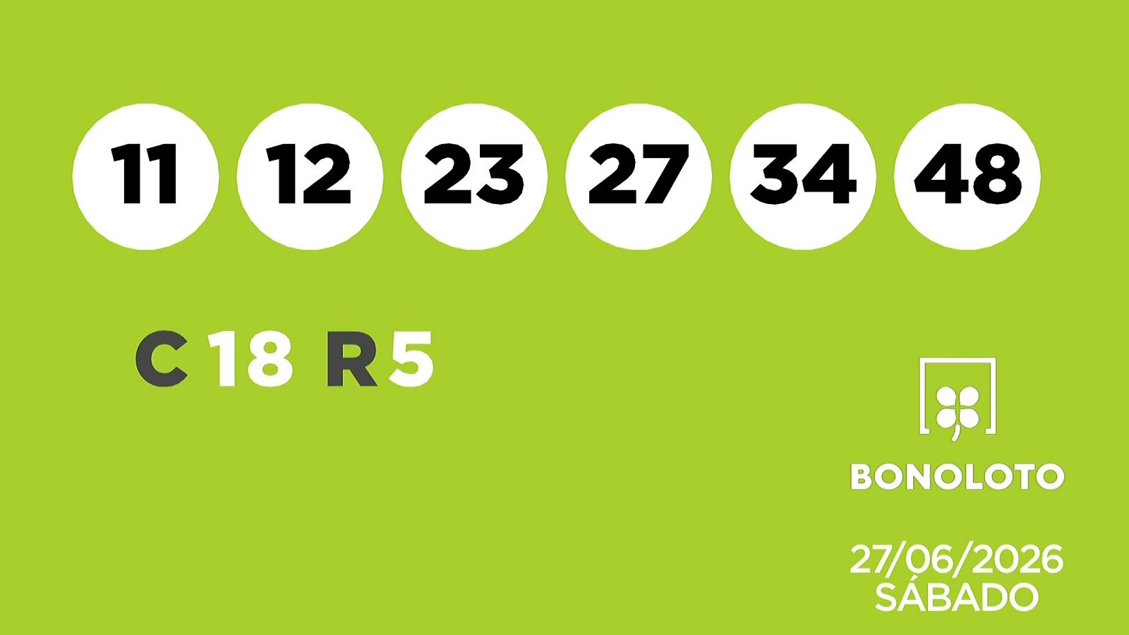 Sorteo de la Lotería Bonoloto del 27/06/2026 - Ver ahora