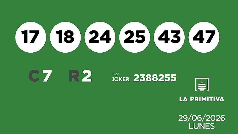 Sorteo de la Lotería Primitiva y Joker del 29/06/2026 - Ver ahora