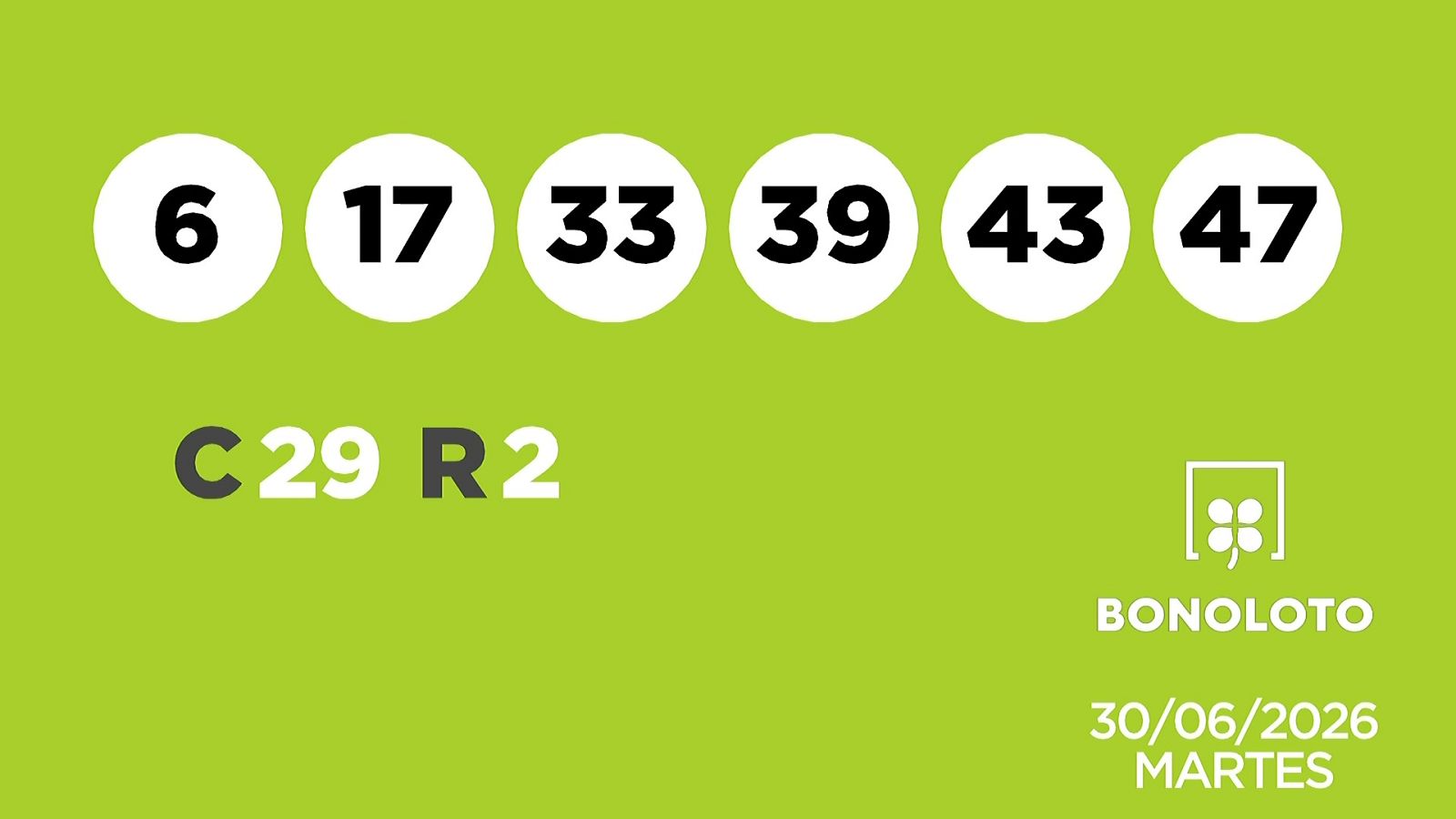 Sorteo de la Lotería Bonoloto y Euromillones del 30/06/2026 - Ver ahora