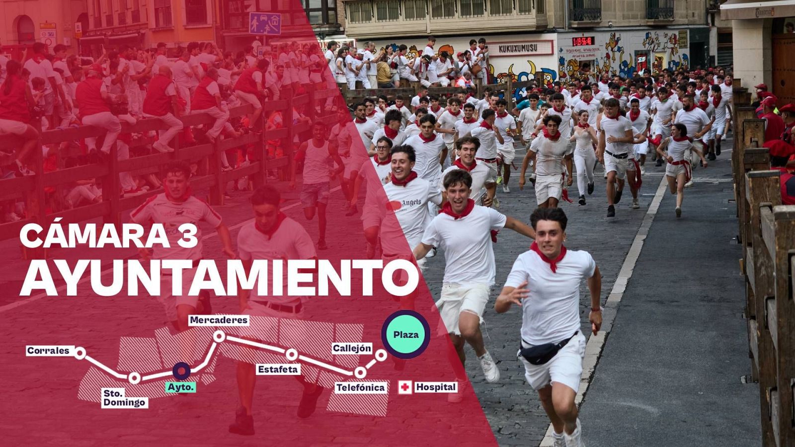 San Fermín 2026: Segundo encierro - Cámara 3: Ayuntamiento | Ver - Sanfermines | Ver