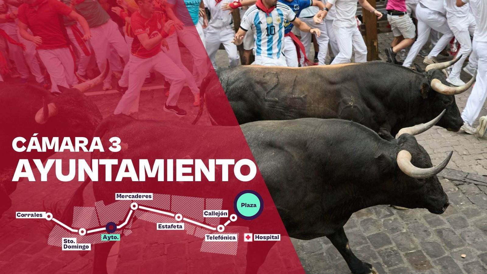 San Fermín 2026: Séptimo encierro - Cámara 3: Ayuntamiento | Ver - Sanfermines | Ver