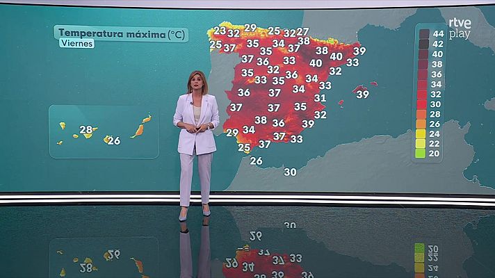 El tiempo - Temperaturas muy altas, máximas sobre los 37-40 grados en muchas zonas de  Península y archipiélagos