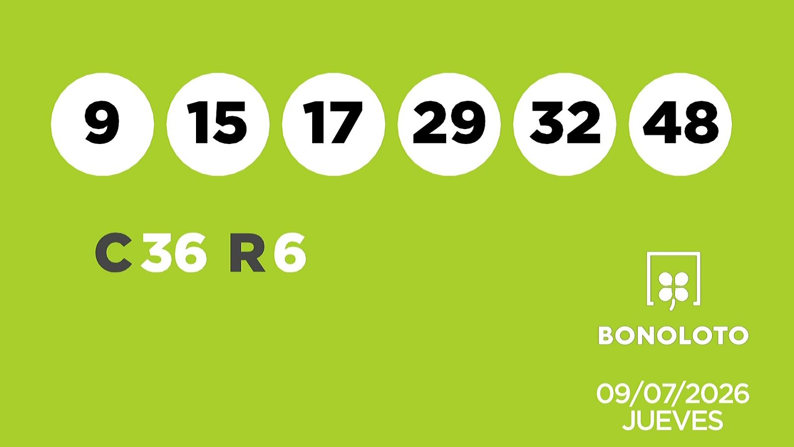 Sorteo de la Lotería Bonoloto del 09/07/2026 - Ver ahora