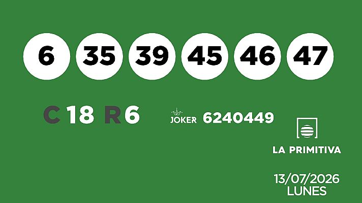 SELAE - Sorteo de la Lotería Primitiva y Joker del 13/07/2026