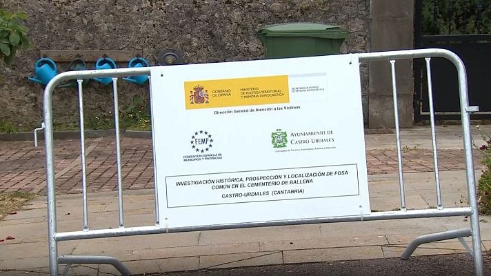 TeleCantabria - Prospección de la fosa en el cementerio de La Ballena en Castro Urdiales, Cantabria