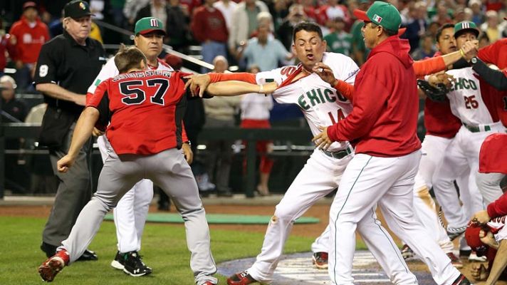 Telediario 1 - A golpes en el Canadá - México de béisbol