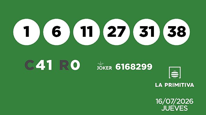 SELAE - Sorteo de la Lotería Primitiva y Joker del 16/07/2026