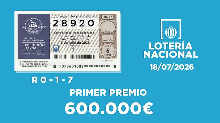 SELAE - Sorteo de la Lotería Nacional del 18/07/2026