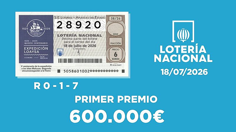 Sorteo de la Lotería Nacional del 18/07/2026 - Ver ahora