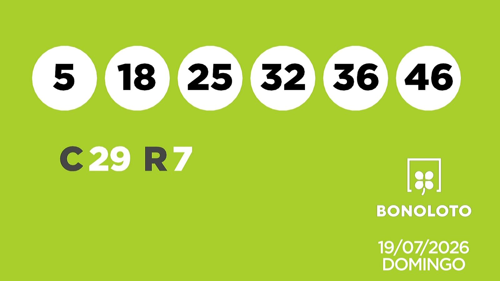 Sorteo de la Lotería Bonoloto del 19/07/2026 - Ver ahora