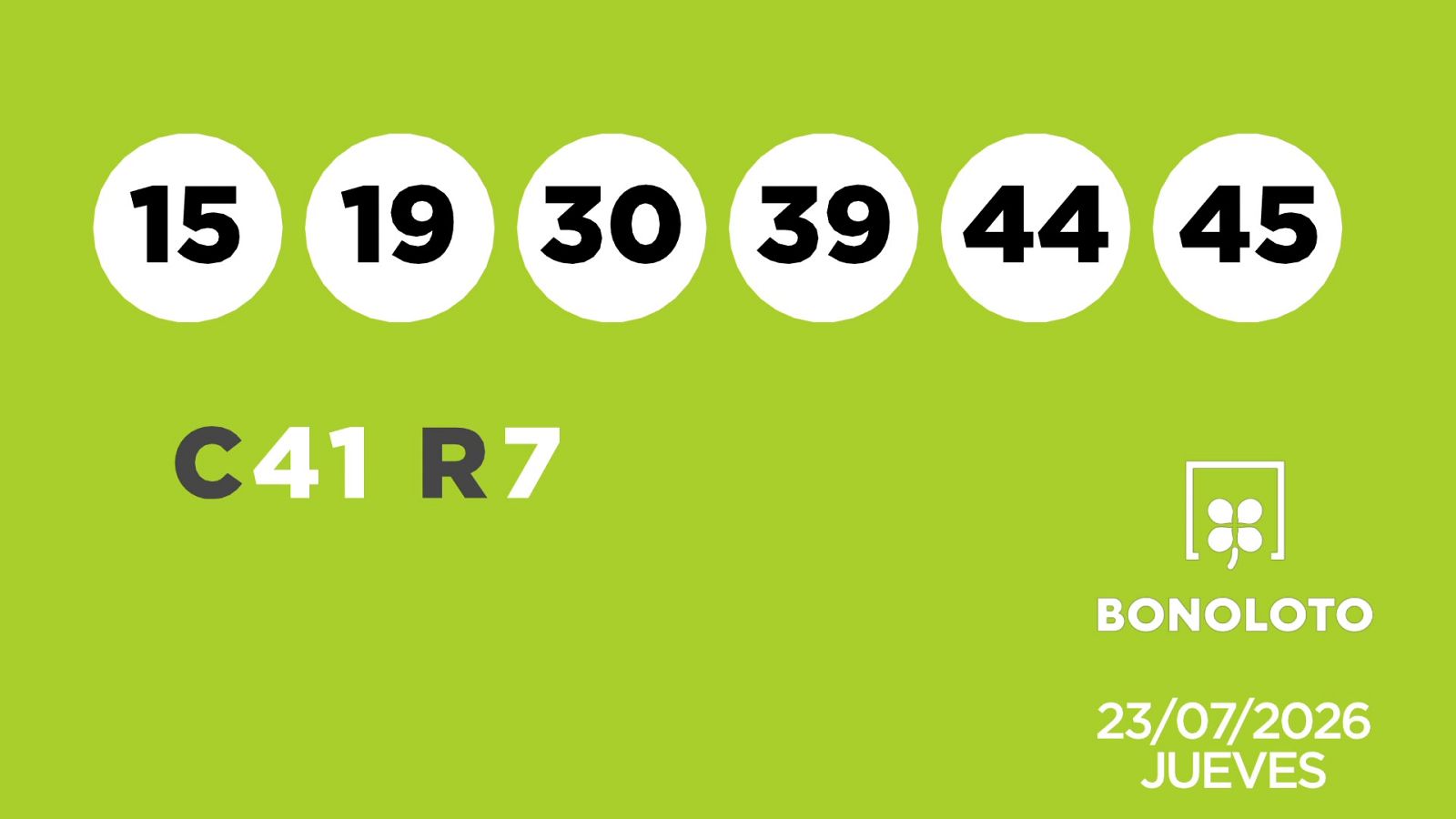 Sorteo de la Lotería Bonoloto del 23/07/2026 - Ver ahora