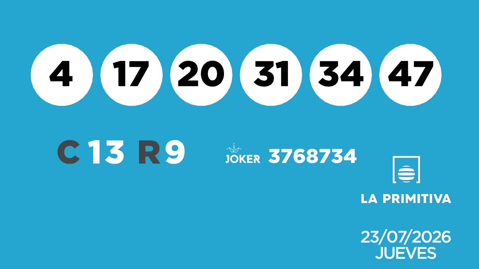 Sorteo de la Lotería Primitiva y Joker del 23/07/2026 - Ver ahora