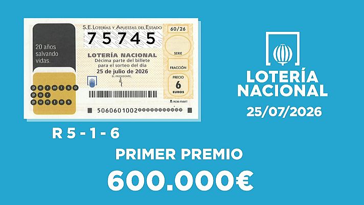 SELAE - Sorteo de la Lotería Nacional del 25/07/2026