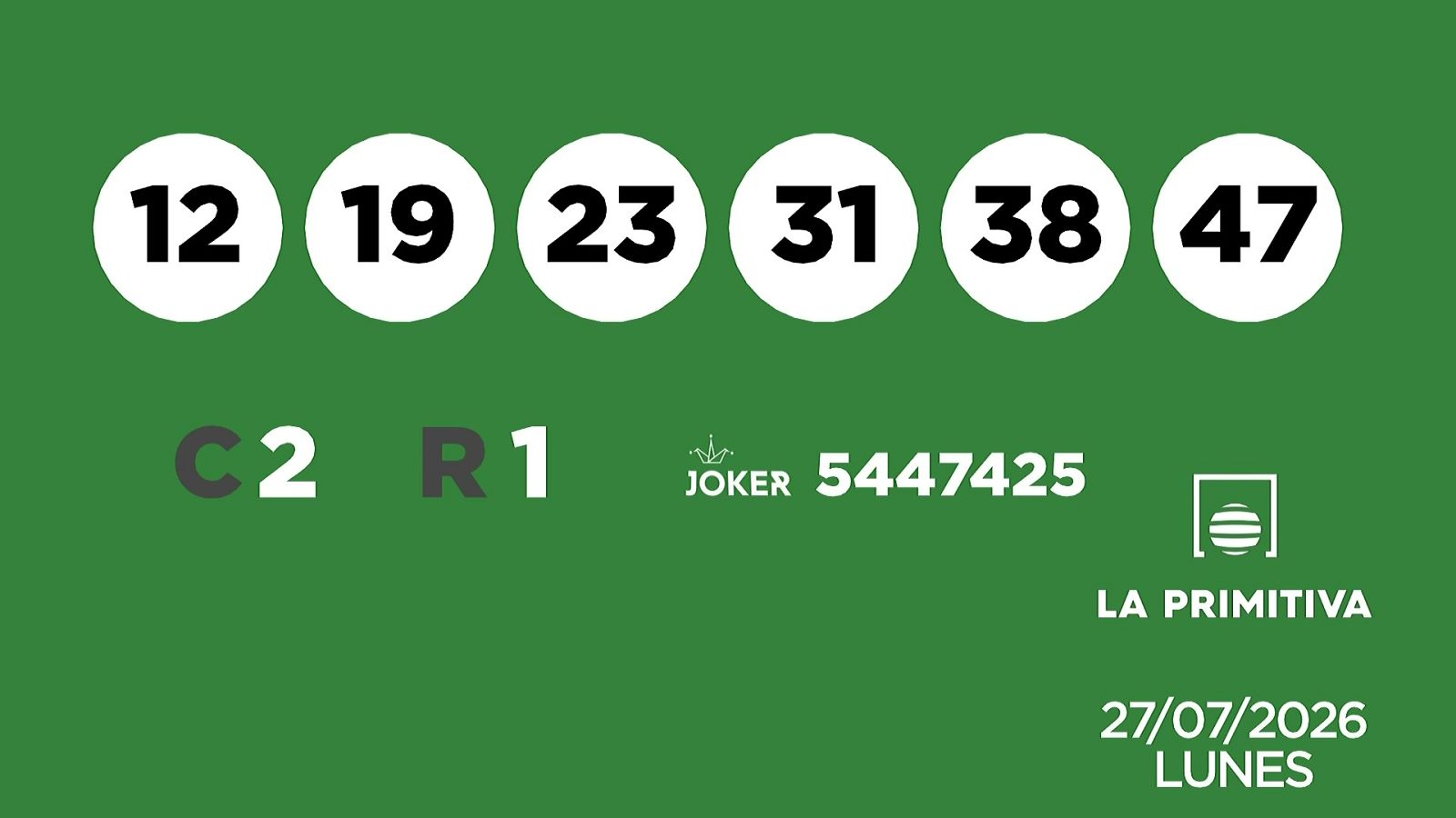 Sorteo de la Lotería Primitiva y Joker del 27/07/2026 - Ver ahora
