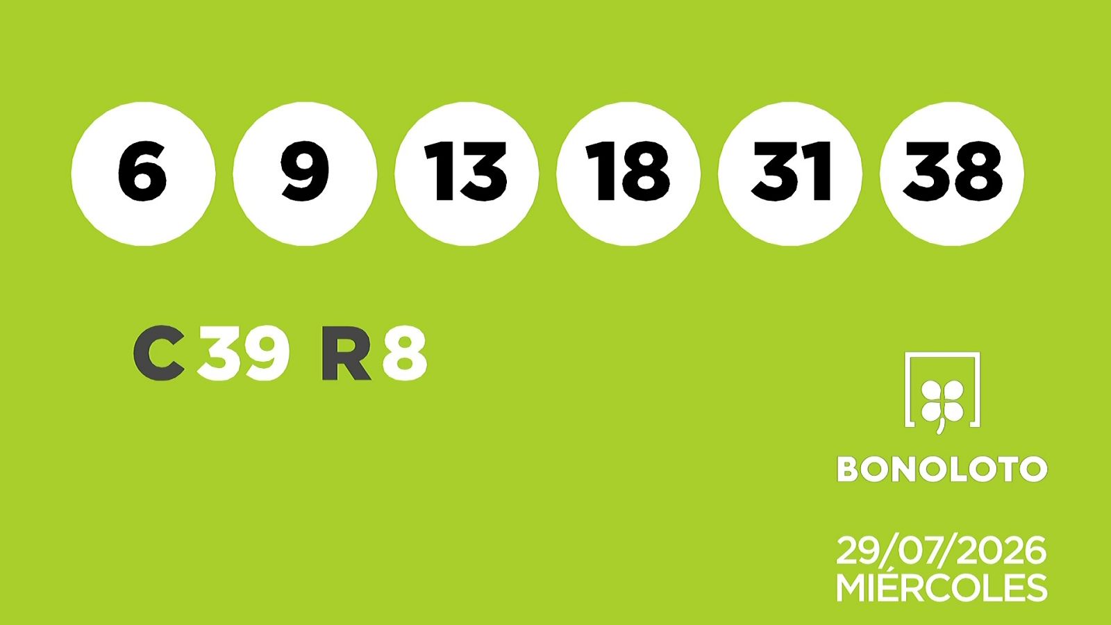 Sorteo de la Lotería Bonoloto del 29/07/2026 - Ver ahora