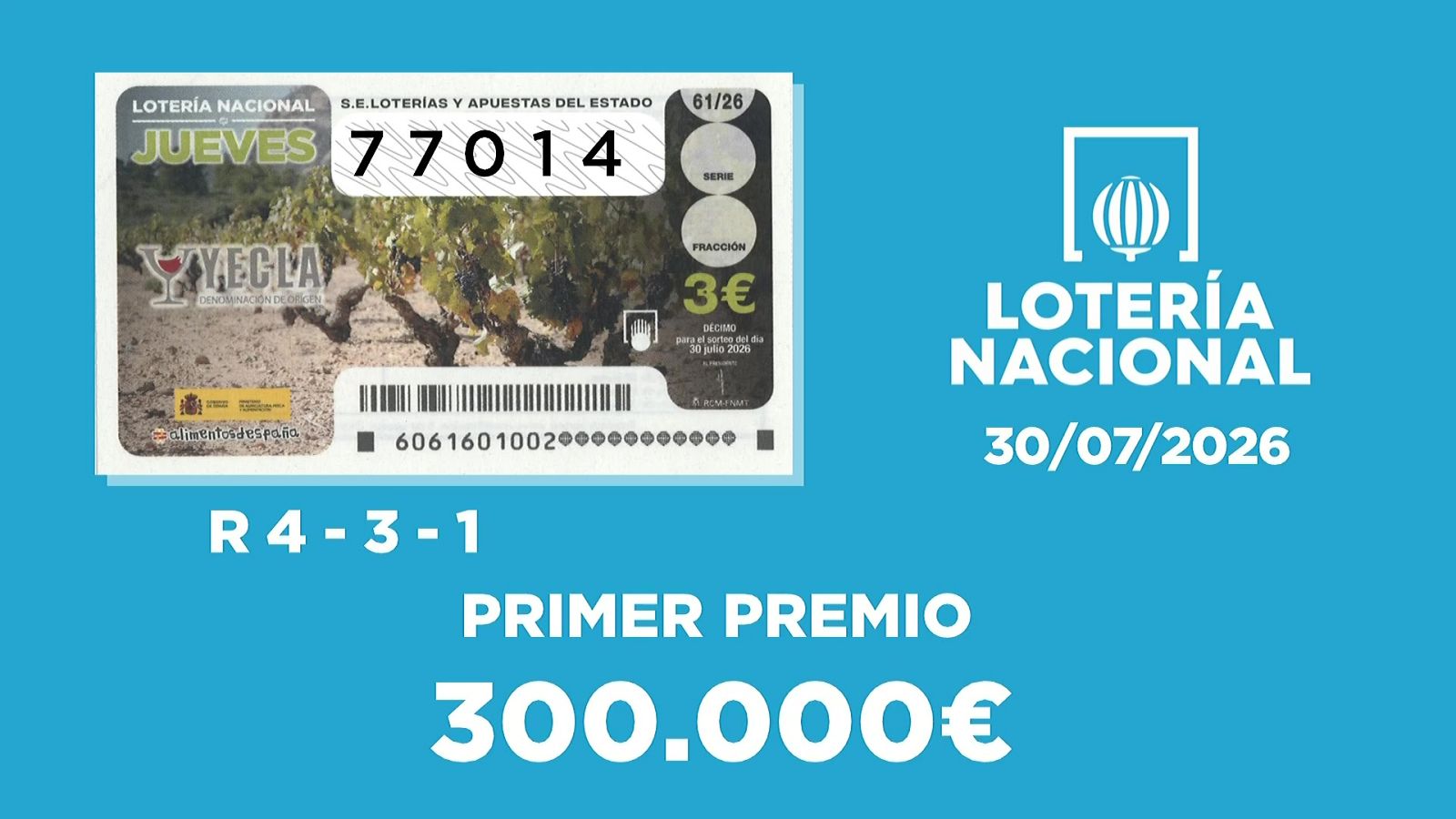 Sorteo de la Lotería Nacional del 30/07/2026 - Ver ahora