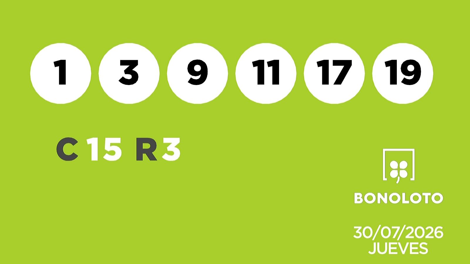 Sorteo de la Lotería Bonoloto del 30/07/2026 - Ver ahora