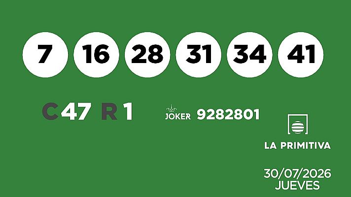 SELAE - Sorteo de la Lotería Primitiva y Joker del 30/07/2026