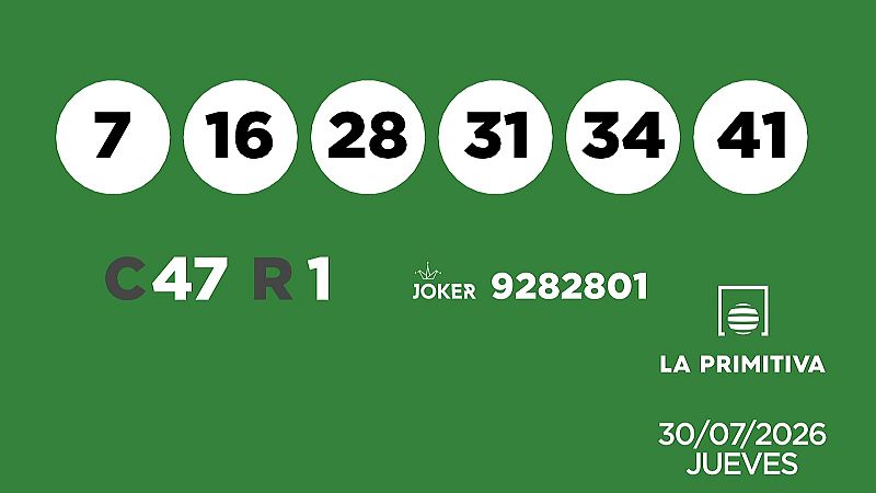 Sorteo de la Lotería Primitiva y Joker del 30/07/2026 - Ver ahora