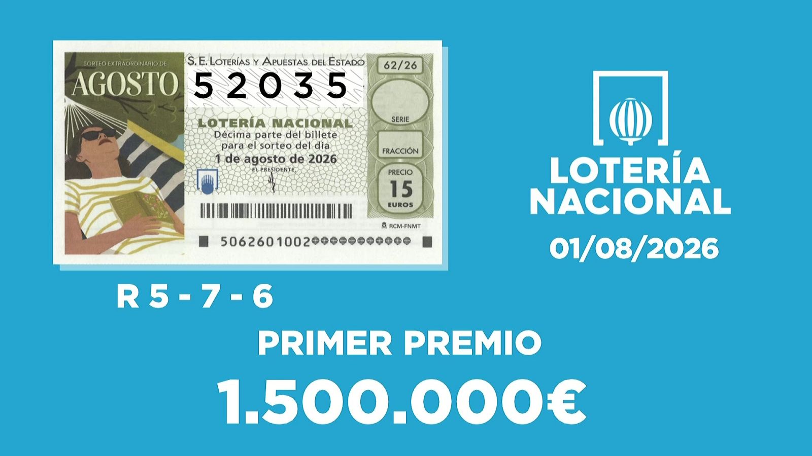 Sorteo de la Lotería Nacional del 01/08/2026 - Ver ahora