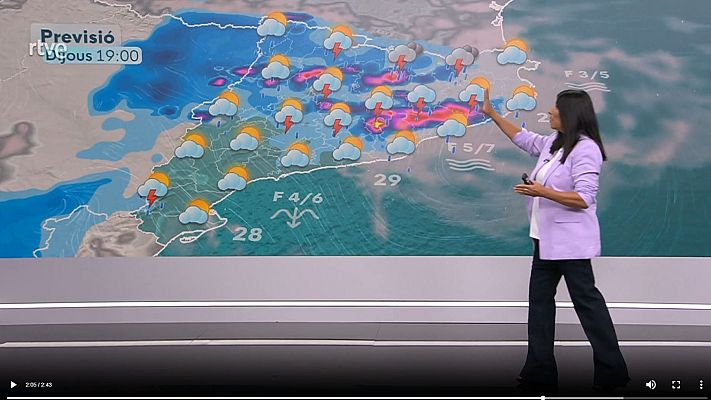 El temps - Dimecres amb menys ruixats. Dijous amb ruixats intensos i tempestes fortes a gran part de Catalunya