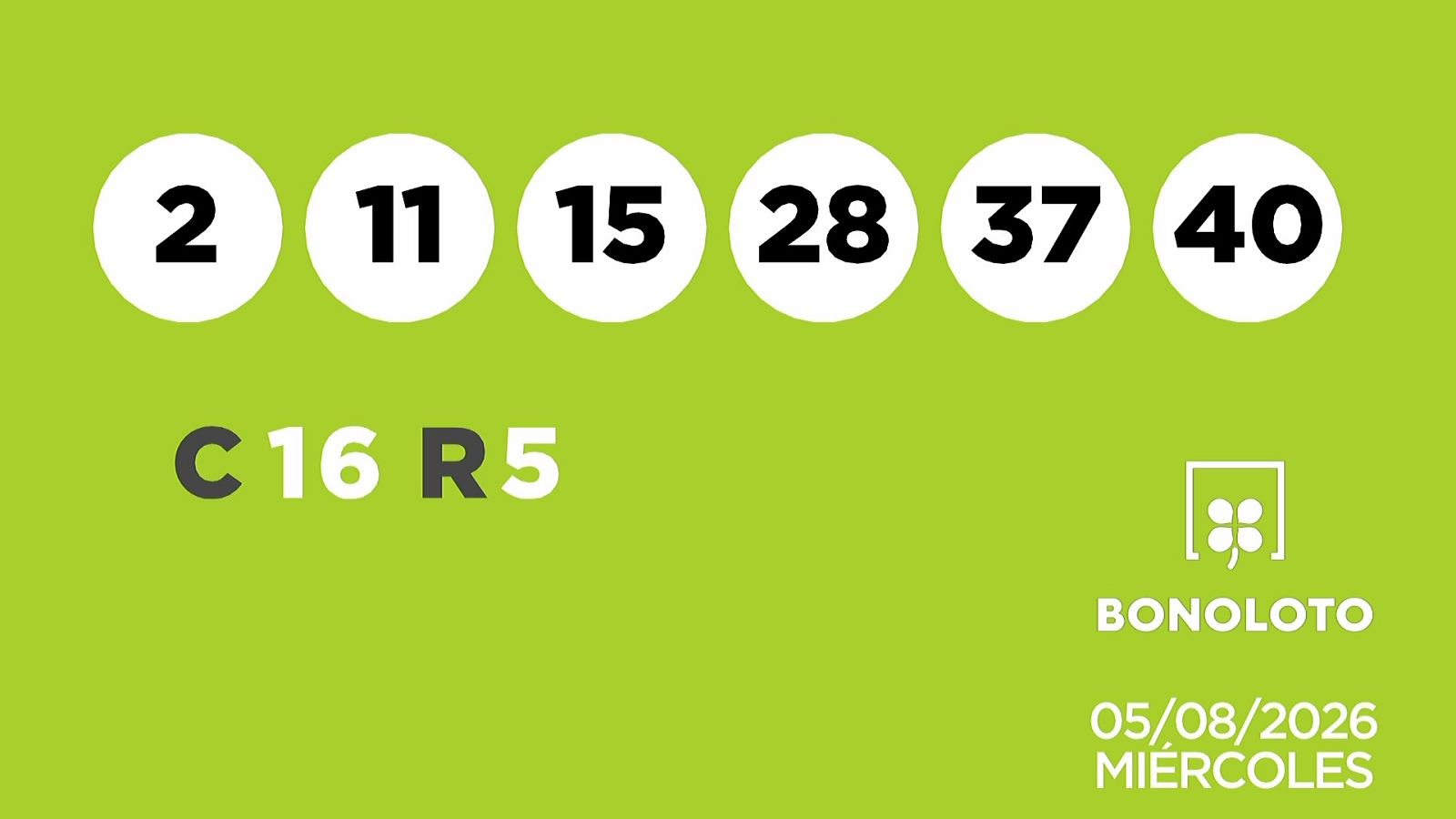 Sorteo de la Lotería Bonoloto del 05/08/2026 - Ver ahora
