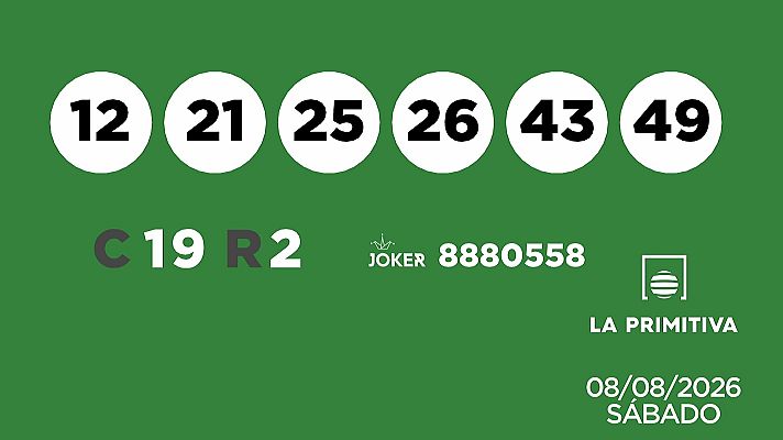 SELAE - Sorteo de la Lotería Primitiva y Joker del 08/08/2026
