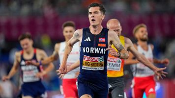 Jakob Ingebrigtsen logra el p�ker europeo en 5.000m y la brit�nica Amy Hunt se corona en los 100m de Birmingham