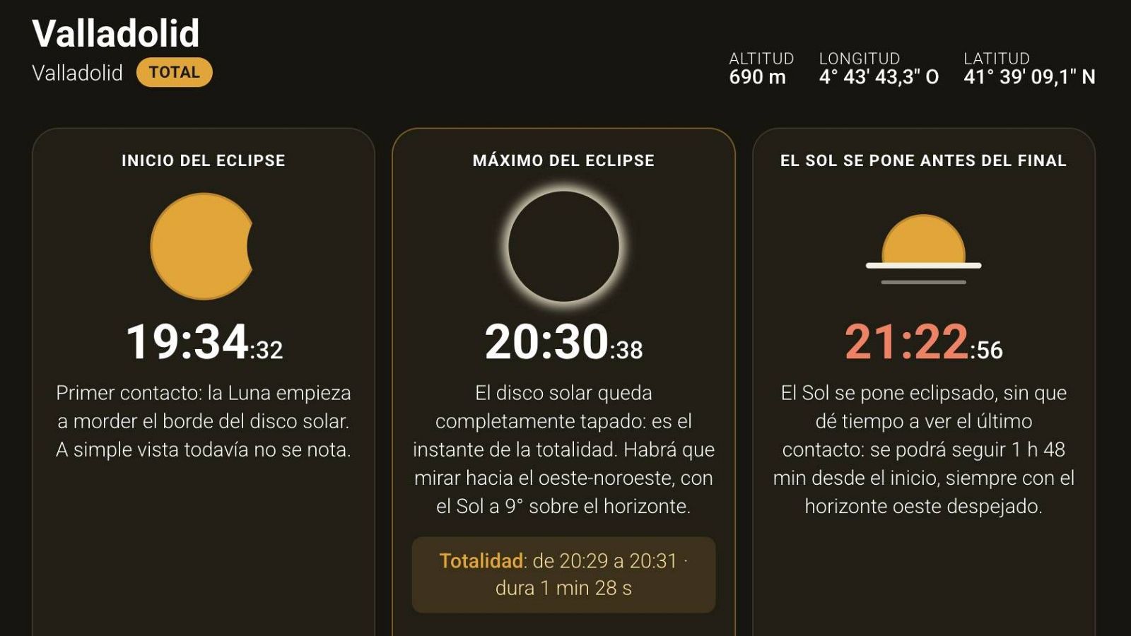Localizador del eclipse por municipios en DatosRTVE | Ver