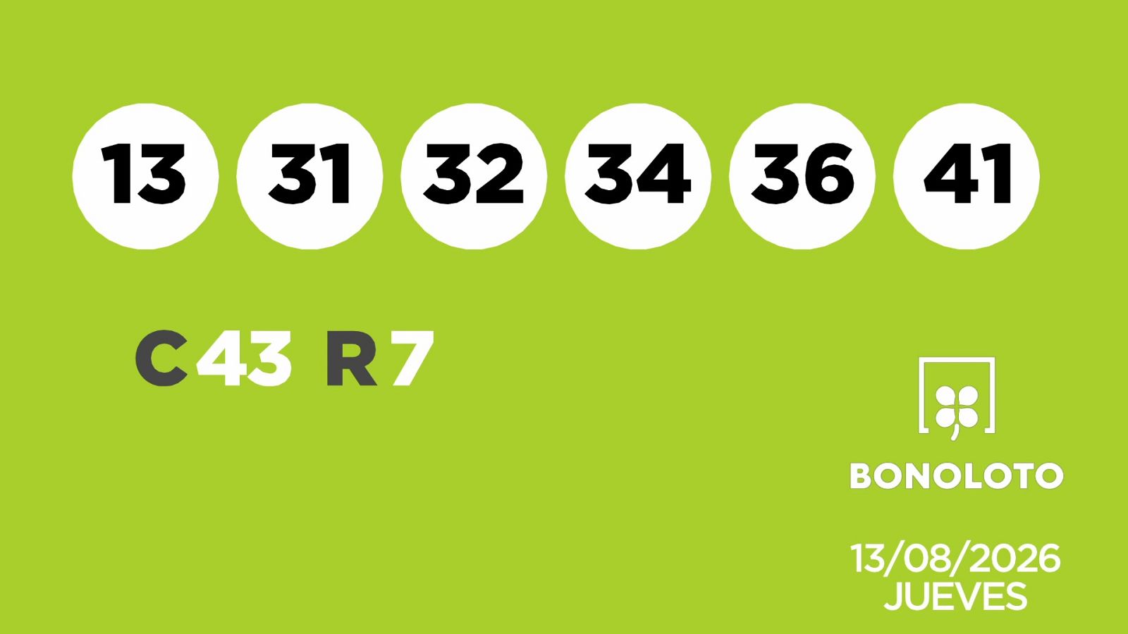 Sorteo de la Lotería Bonoloto del 13/08/2026 - Ver ahora