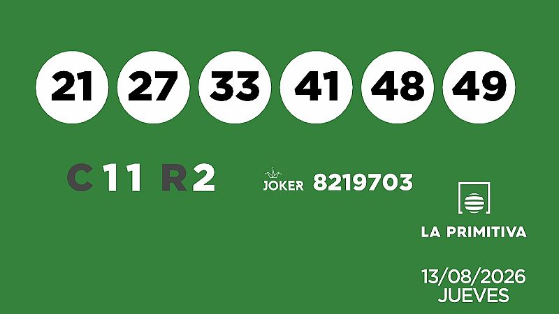 Sorteo de la Lotería Primitiva y Joker del 13/08/2026 - Ver ahora