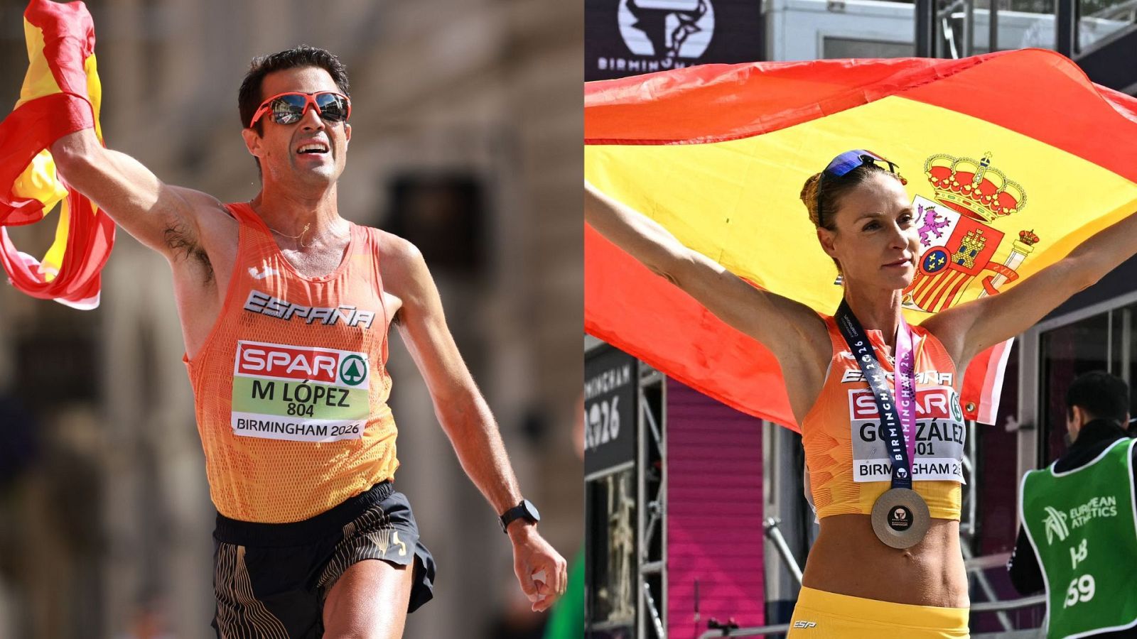 Resumen de la marat�n marcha con la espectacular plata de Miguel �ngel L�pez y el bronce de Raquel Gonz�lez en Birmingham 2026