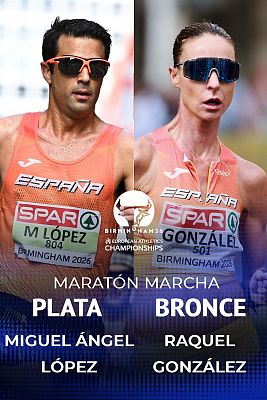 Atletismo - Resumen de la maratón marcha con la espectacular plata de Miguel Ángel López y el bronce de Raquel González en Birmingham 2026