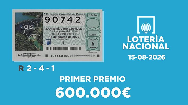 SELAE - Sorteo de la Lotería Nacional del 15/08/2026