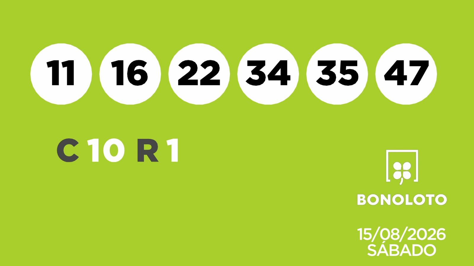 Sorteo de la Lotería Bonoloto del 15/08/2026 - Ver ahora