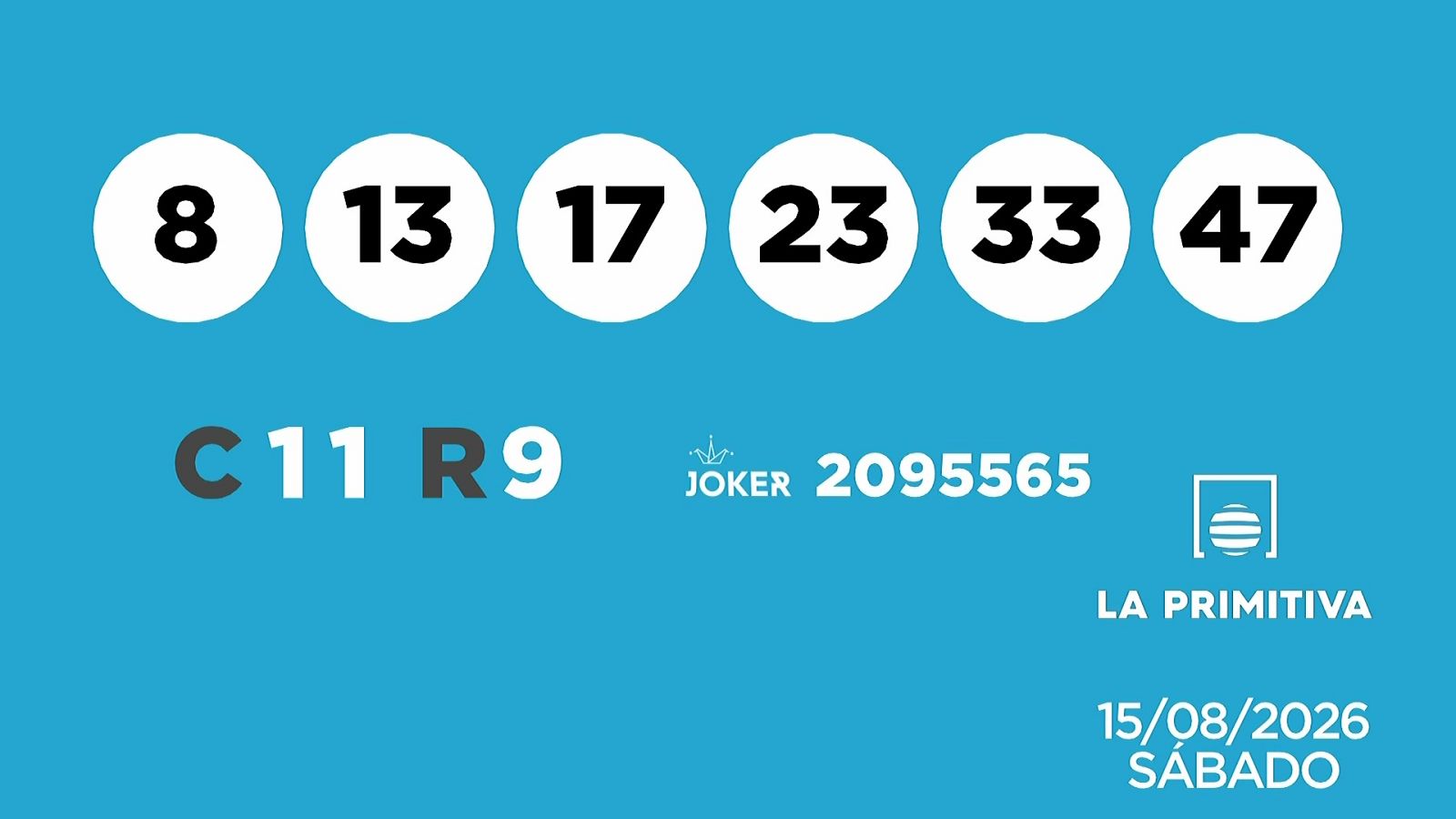 Sorteo de la Lotería Primitiva y Joker del 15/08/2026 - Ver ahora