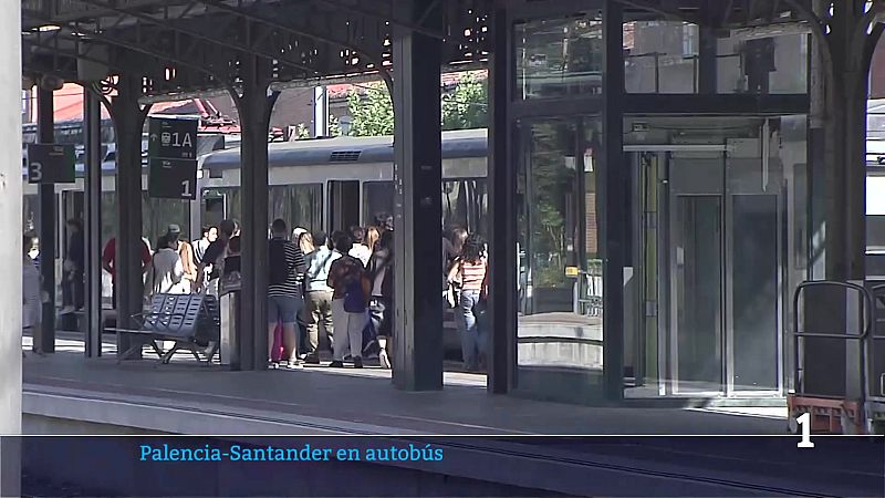 Viajeros de tren en autobús de Palencia a Santander