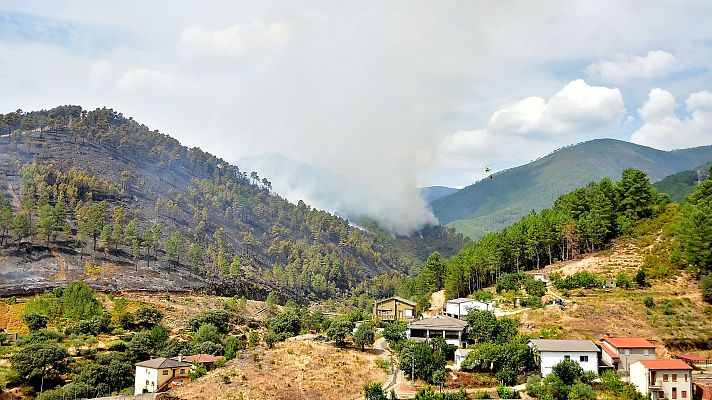 Telediario 1 - La evolución favorable del fuego en Las Hurdes
