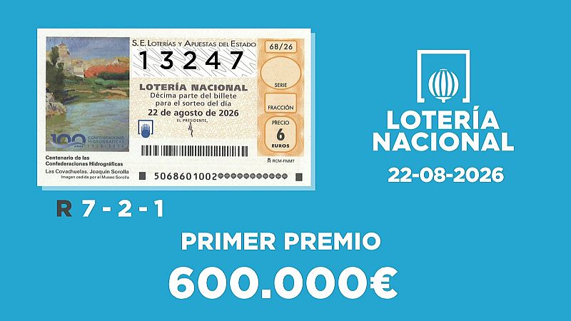 Sorteo de la Lotería Nacional del 22/08/2026 - Ver ahora