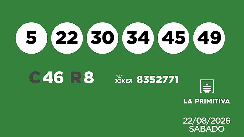 Sorteo de la Lotería Primitiva y Joker del 22/08/2026 - Ver ahora
