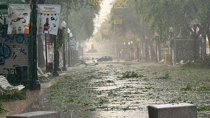 Telediario 1 - Tarragona recupera la normalidad tras el intenso temporal de lluvia y granizo