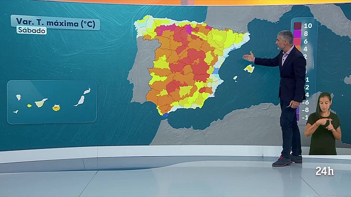 El tiempo - Temperaturas máximas en descenso localmente notable en el tercio este peninsular