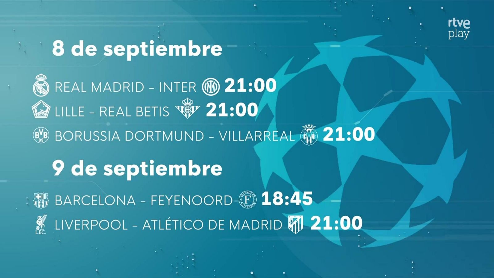 Champions League | Así será la primera jornada para los equipos españoles - Teledeporte | Ver
