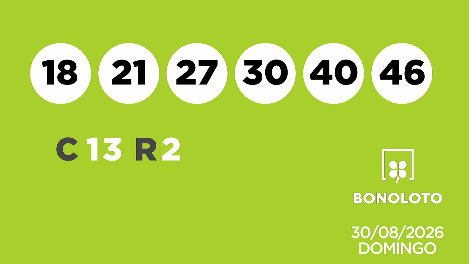 Sorteo de la Lotería Bonoloto del 30/08/2026 - Ver ahora