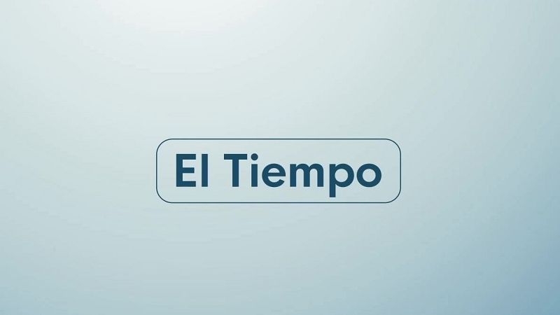 Diseño minimalista con recuadro blanco y borde azul oscuro. "El Tiempo" en tipografía sans-serif azul oscuro sobre fondo degradado azul claro.