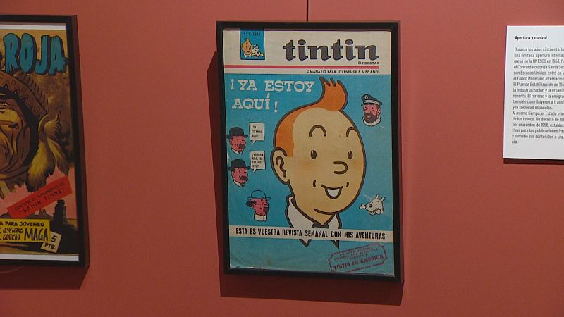 Tintín en la exposición de Tebeo, la historia de la narrativa gráfica