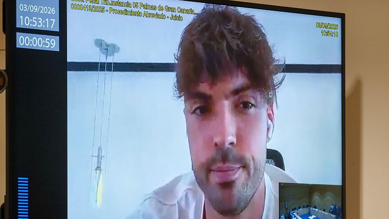 Raúl Asencio en una videollamada judicial del Juzgado Penal 1ra. Instancia 05 Palmas de Gran Canaria, el 03/09/2026.