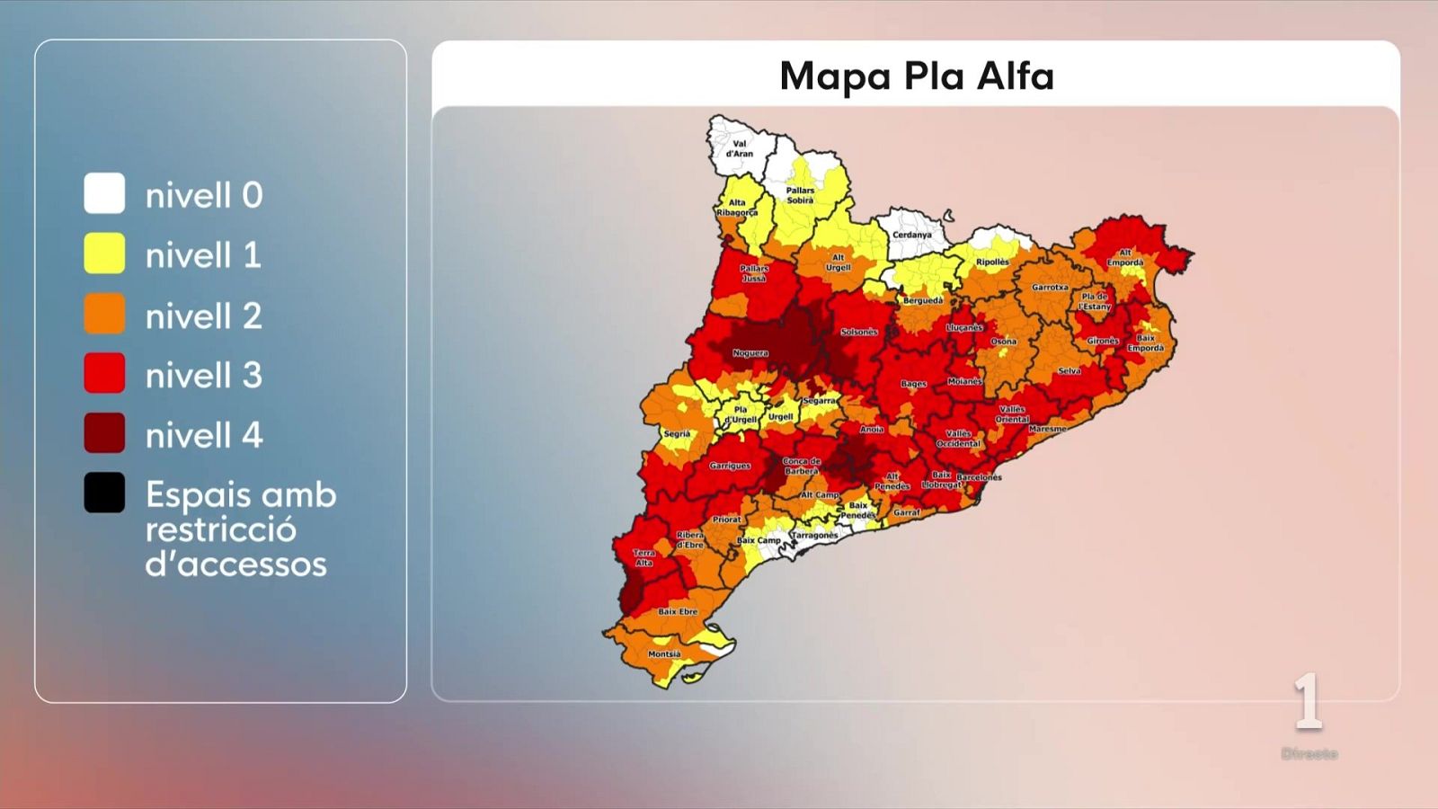Risc d'incendi forestal a 34 municipis estan en nivell extrem  356, en nivell 3